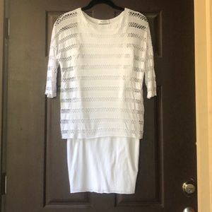 White tank dress with tshirt overlay